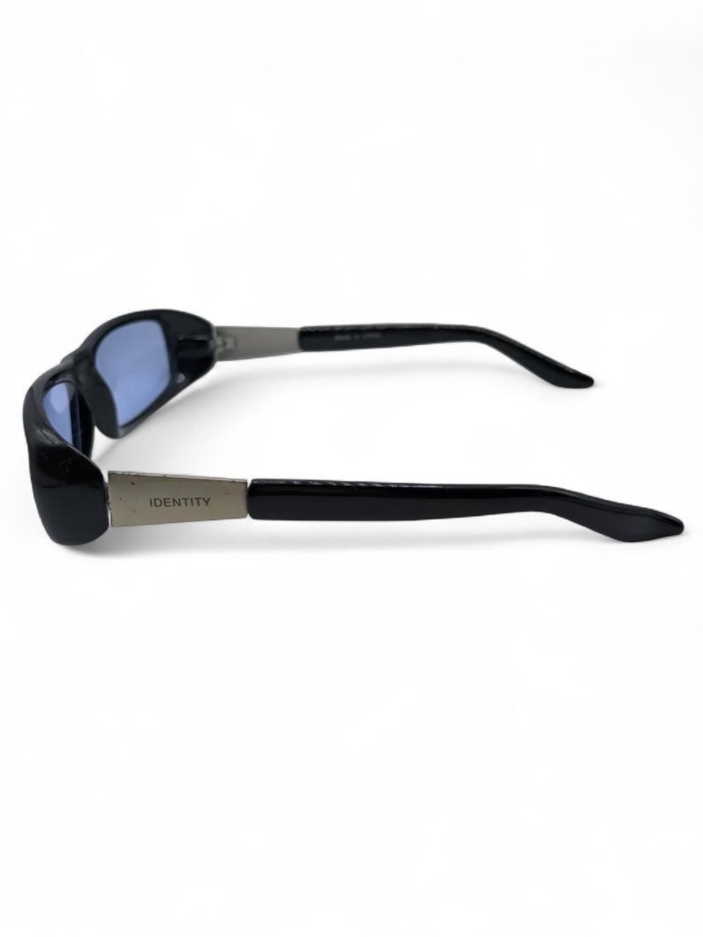 Y2K Identity Wraparound Sunglasses Black Blue Lens Retro Cyber - Picture 2 of 11